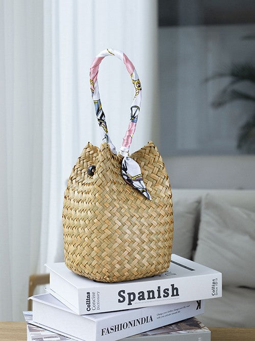Handmade Straw Woven Summer Beach Tote Bag