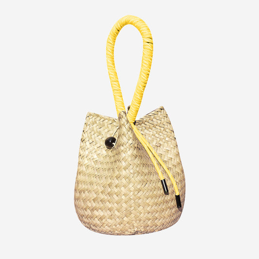 Positano Straw Drawstring Bucket Bag
