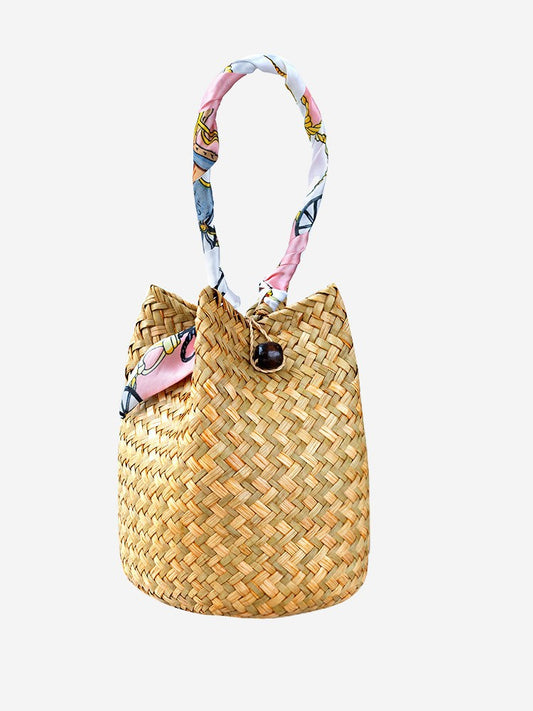 Handmade Straw Woven Summer Beach Tote Bag