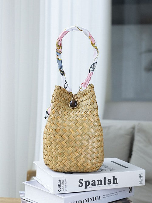 Handmade Straw Woven Summer Beach Tote Bag