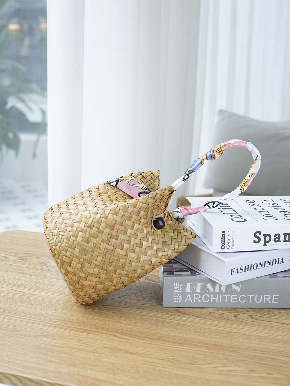 Handmade Straw Woven Summer Beach Tote Bag