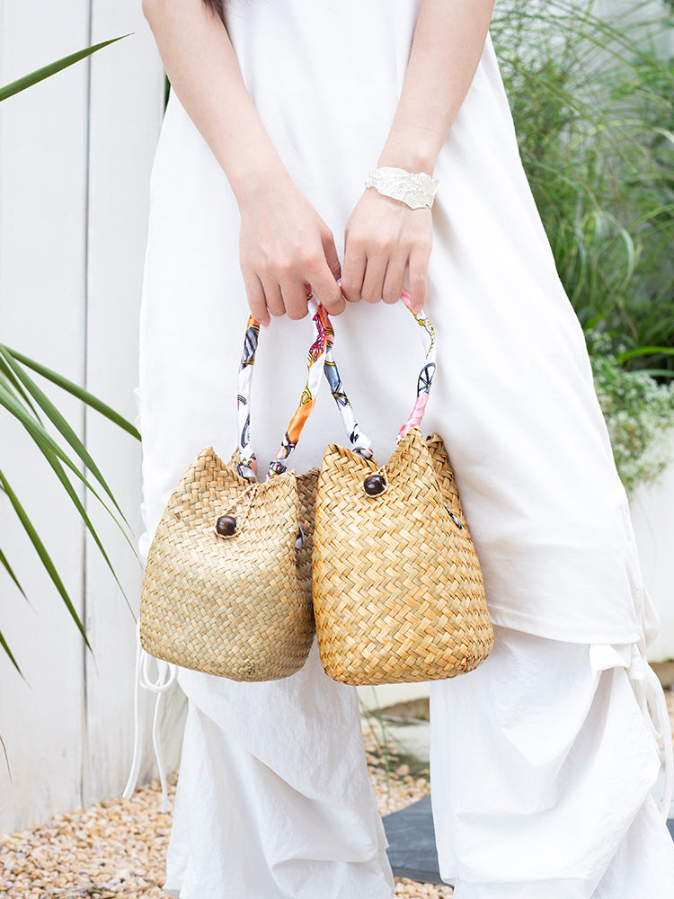Handmade Straw Woven Summer Beach Tote Bag