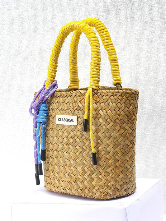 Handmade Straw Woven Summer Beach Tote Bag