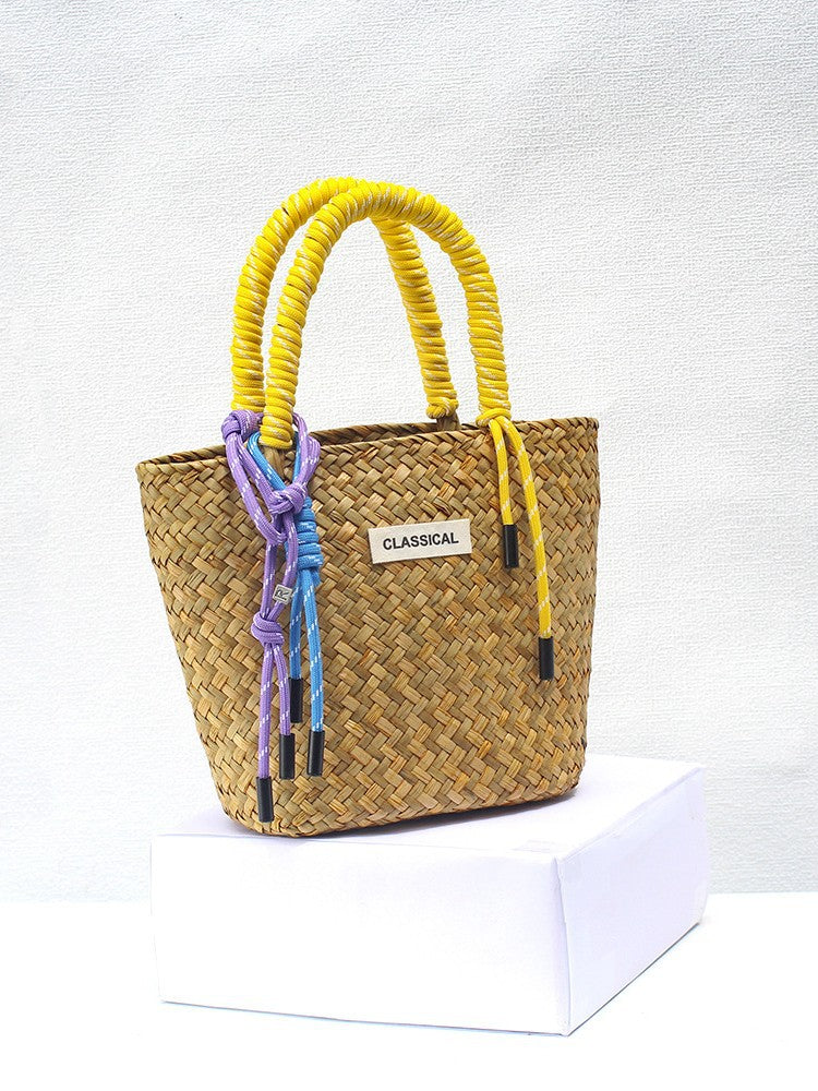 Handmade Straw Woven Summer Beach Tote Bag