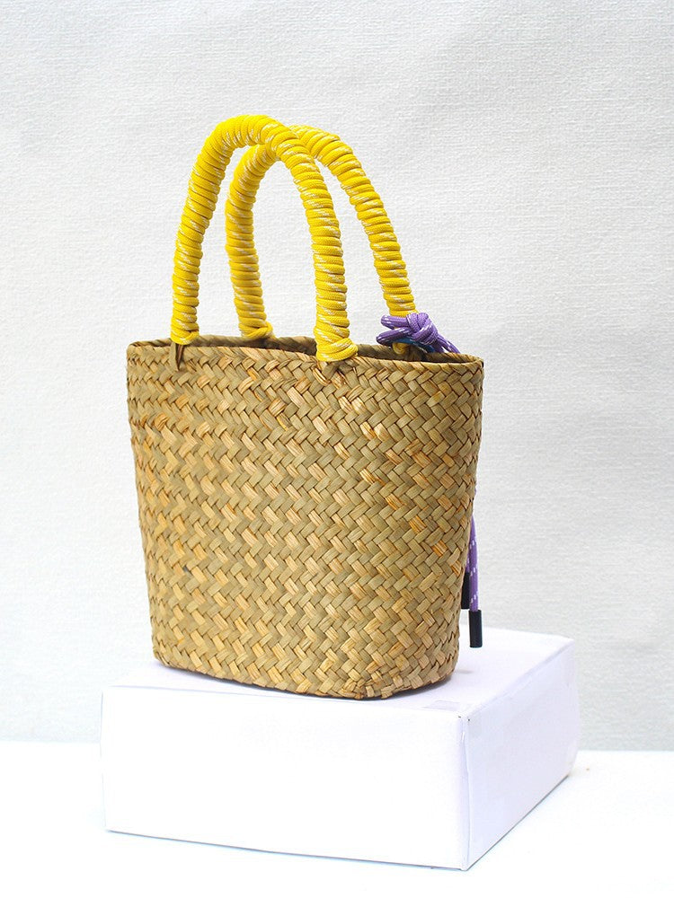 Handmade Straw Woven Summer Beach Tote Bag