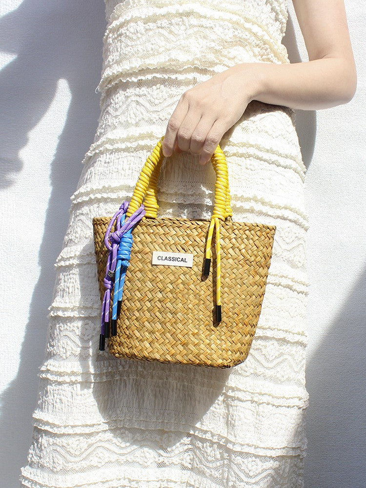 Handmade Straw Woven Summer Beach Tote Bag