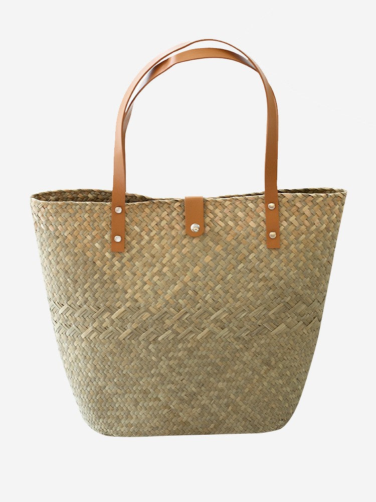 Classical Large Straw Tote Bag - Hollow Out Summer Beach Handbag