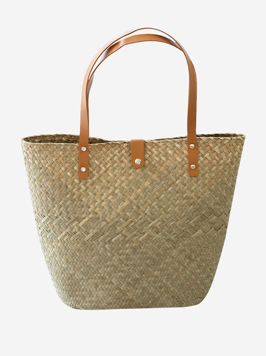 Classical Large Straw Tote Bag - Hollow Out Summer Beach Handbag