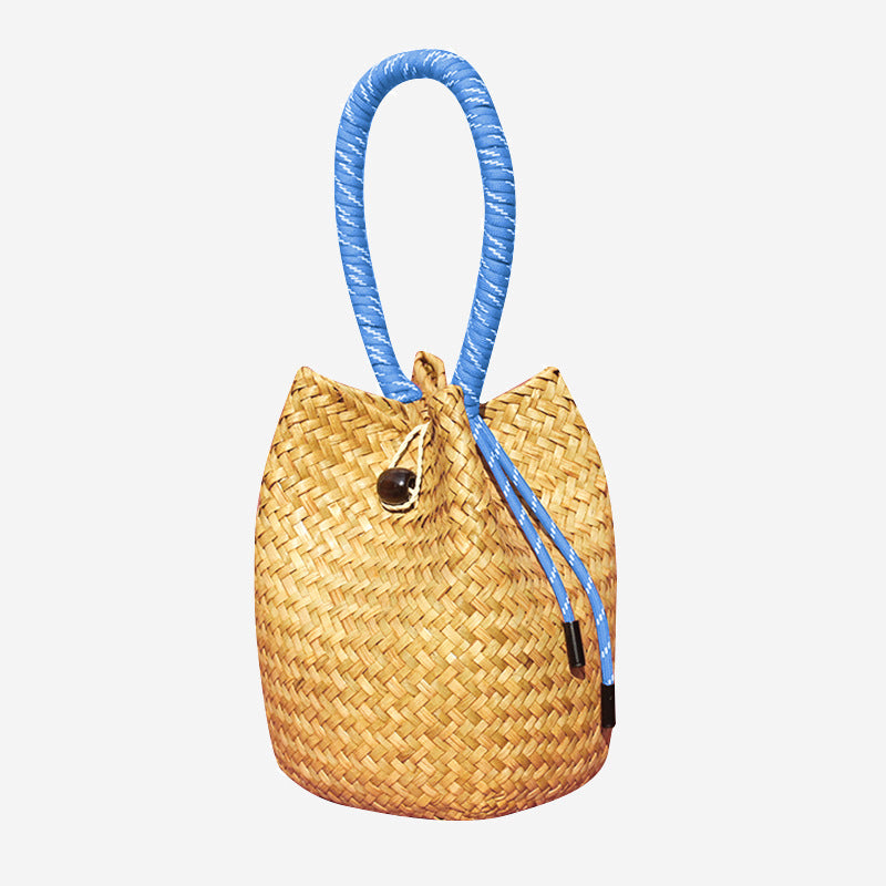 Positano Straw Drawstring Bucket Bag