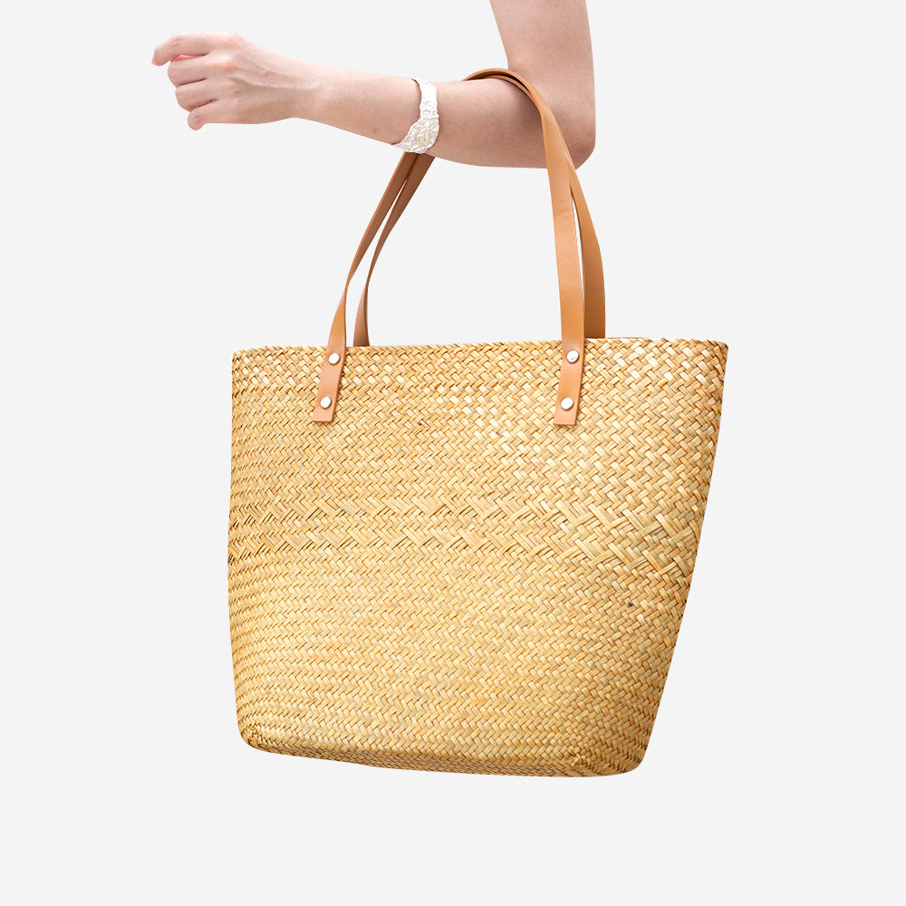 Classical Large Straw Tote Bag - Hollow Out Summer Beach Handbag