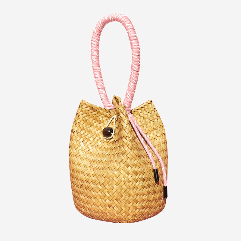 Positano Straw Drawstring Bucket Bag