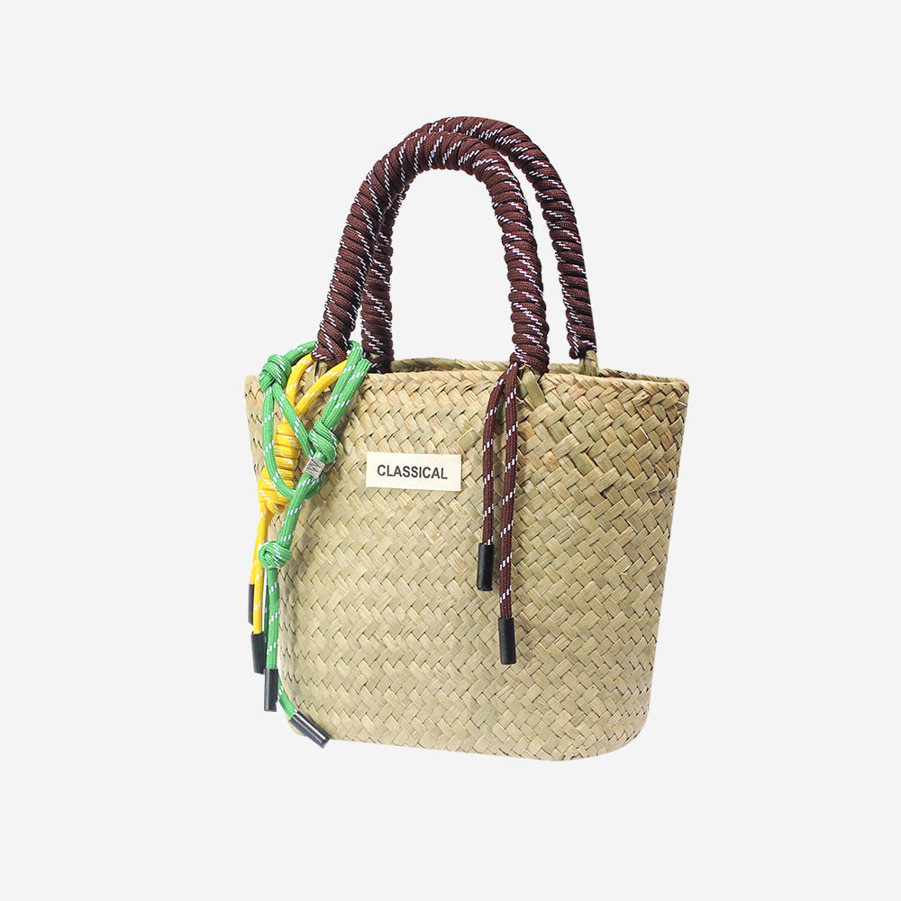 Handmade Straw Woven Summer Beach Tote Bag