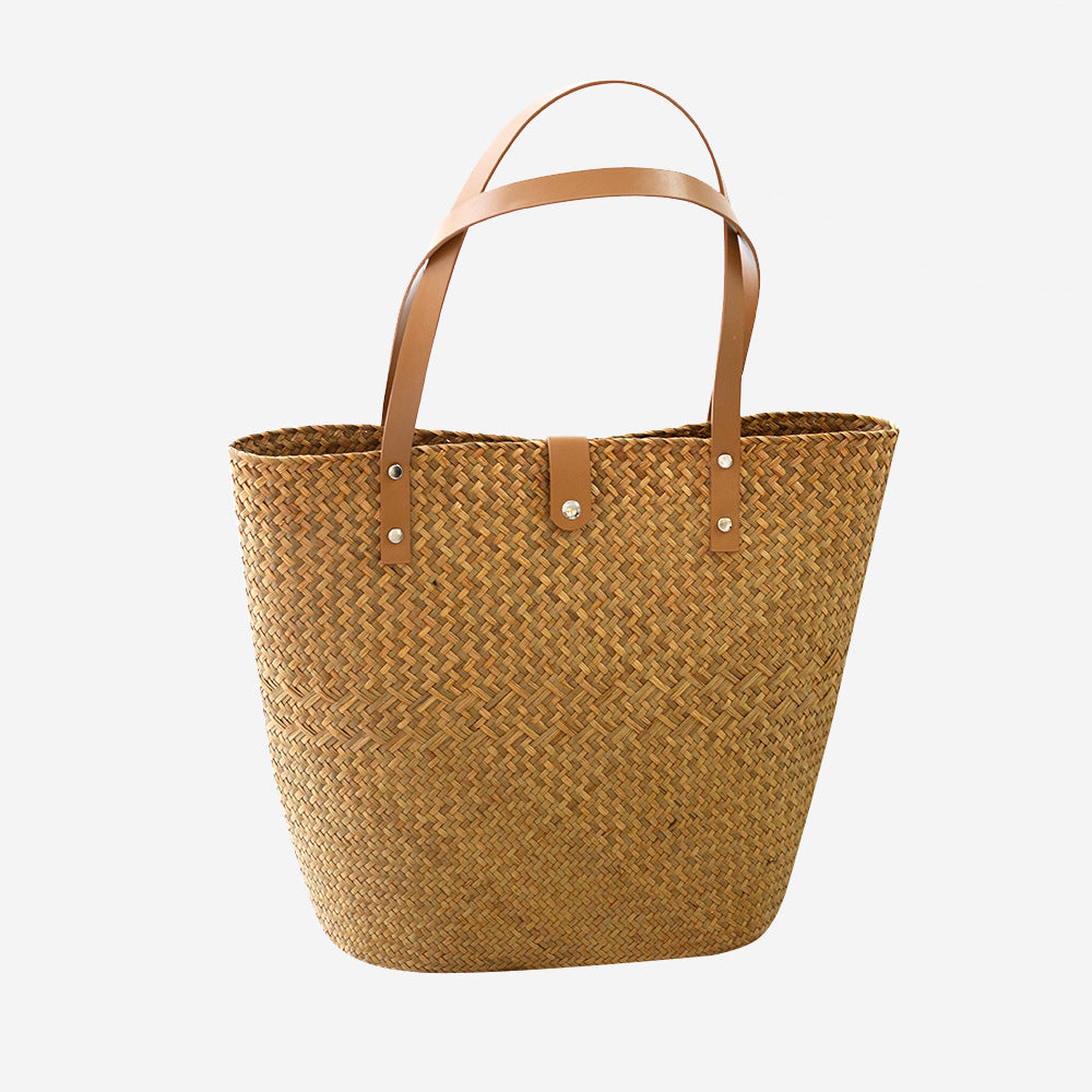 Classical Large Straw Tote Bag - Hollow Out Summer Beach Handbag