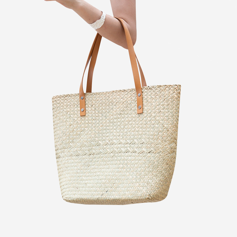 Classical Large Straw Tote Bag - Hollow Out Summer Beach Handbag