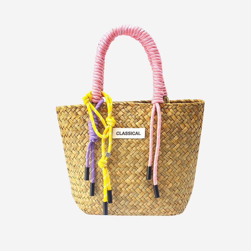 Handmade Straw Woven Summer Beach Tote Bag