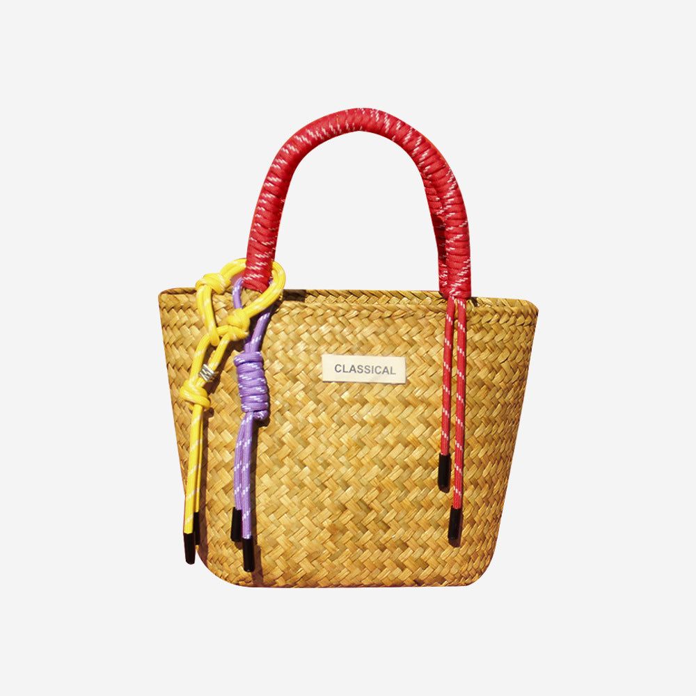 Handmade Straw Woven Summer Beach Tote Bag