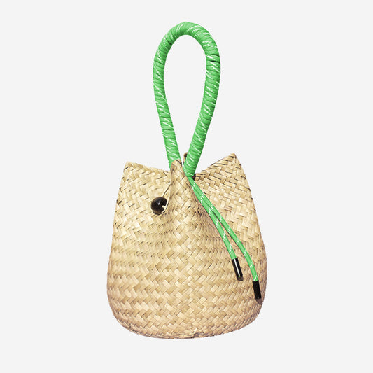 Positano Straw Drawstring Bucket Bag