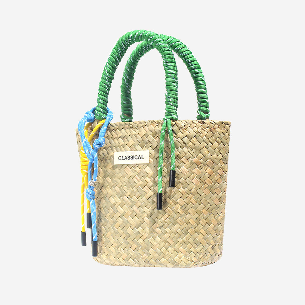 Handmade Straw Woven Summer Beach Tote Bag