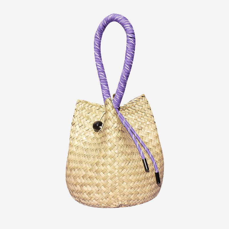 Positano Straw Drawstring Bucket Bag