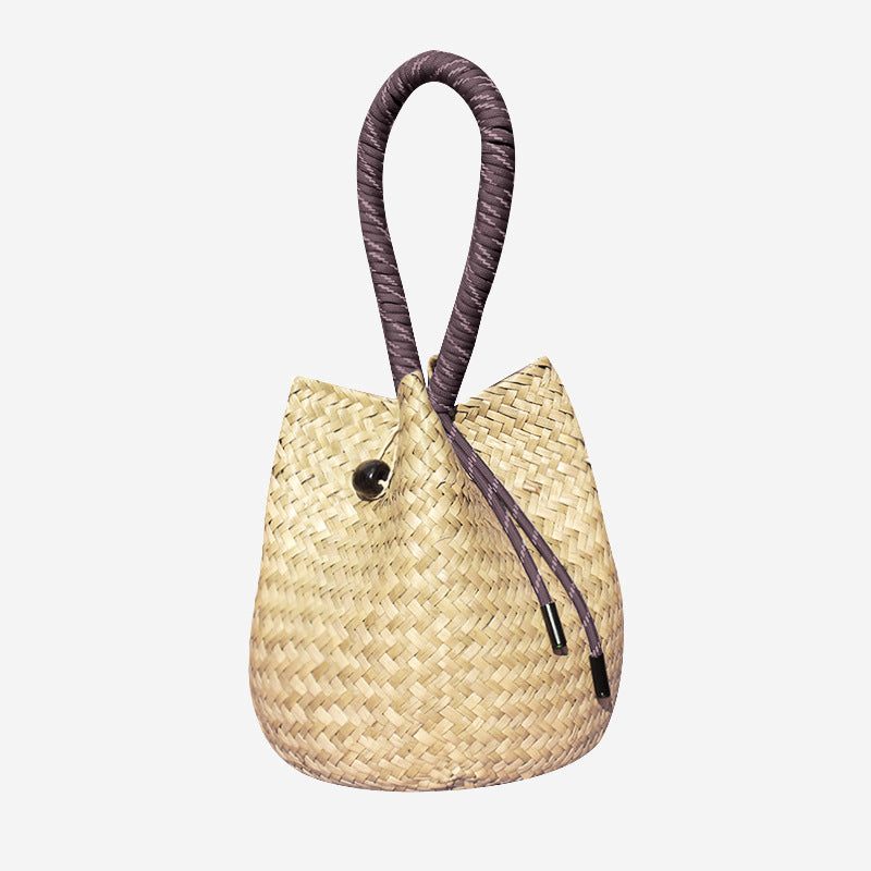 Positano Straw Drawstring Bucket Bag