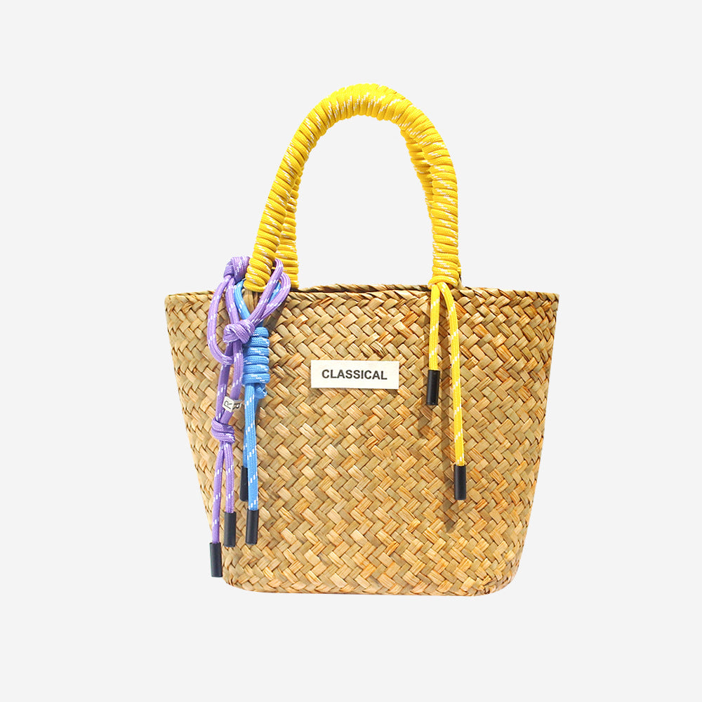 Handmade Straw Woven Summer Beach Tote Bag
