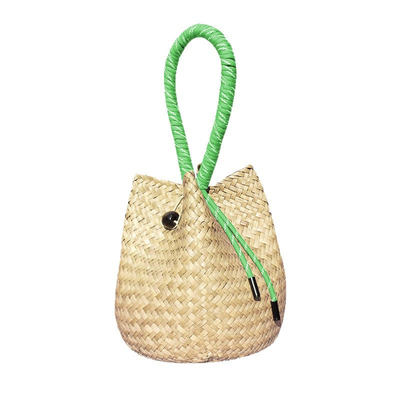 Positano Straw Drawstring Bucket Bag
