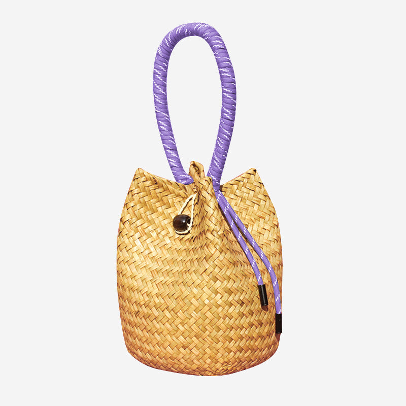 Positano Straw Drawstring Bucket Bag