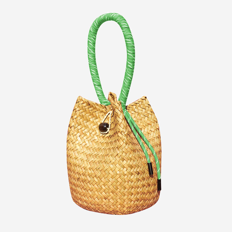 Positano Straw Drawstring Bucket Bag