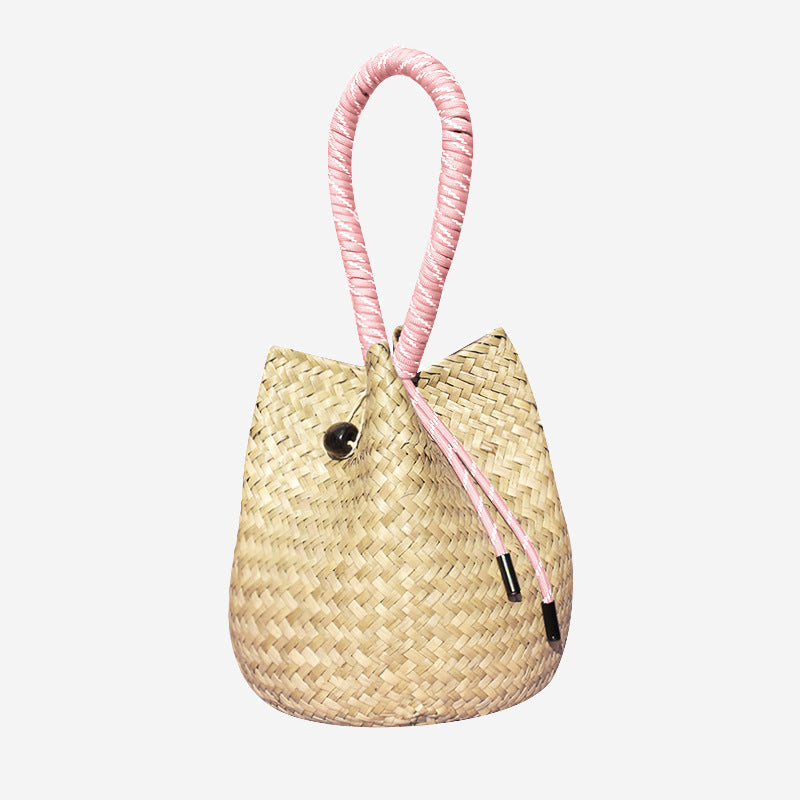 Positano Straw Drawstring Bucket Bag
