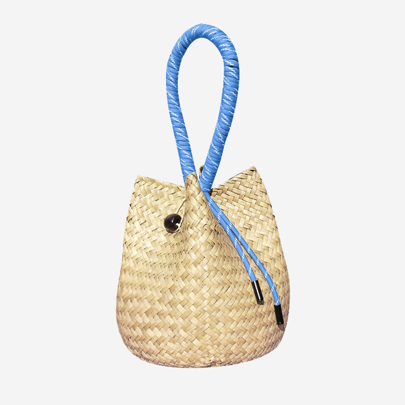 Positano Straw Drawstring Bucket Bag