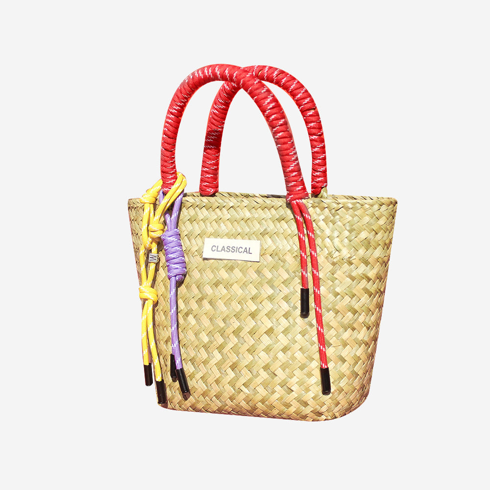 Handmade Straw Woven Summer Beach Tote Bag
