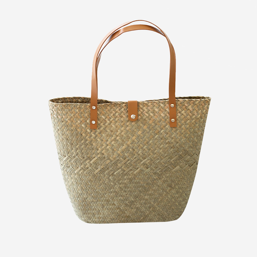 Classical Large Straw Tote Bag - Hollow Out Summer Beach Handbag